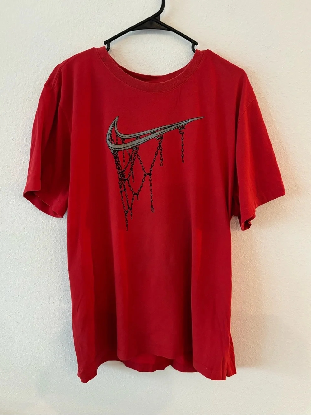 Nike Red Tee with Dripping Swoosh Graphic